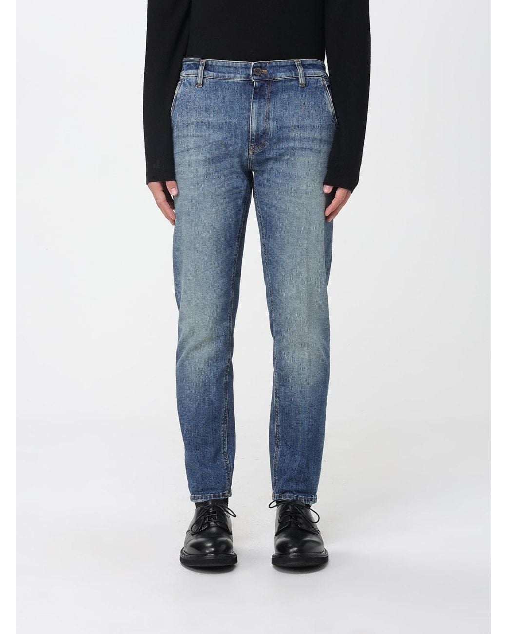Pt Pantaloni Blue Logo Denim Pants for men