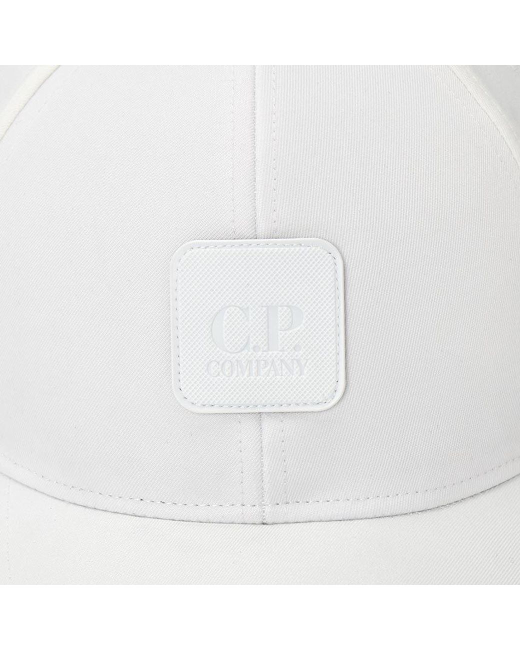 C P Company White Logo-Patch Twill Cap for men