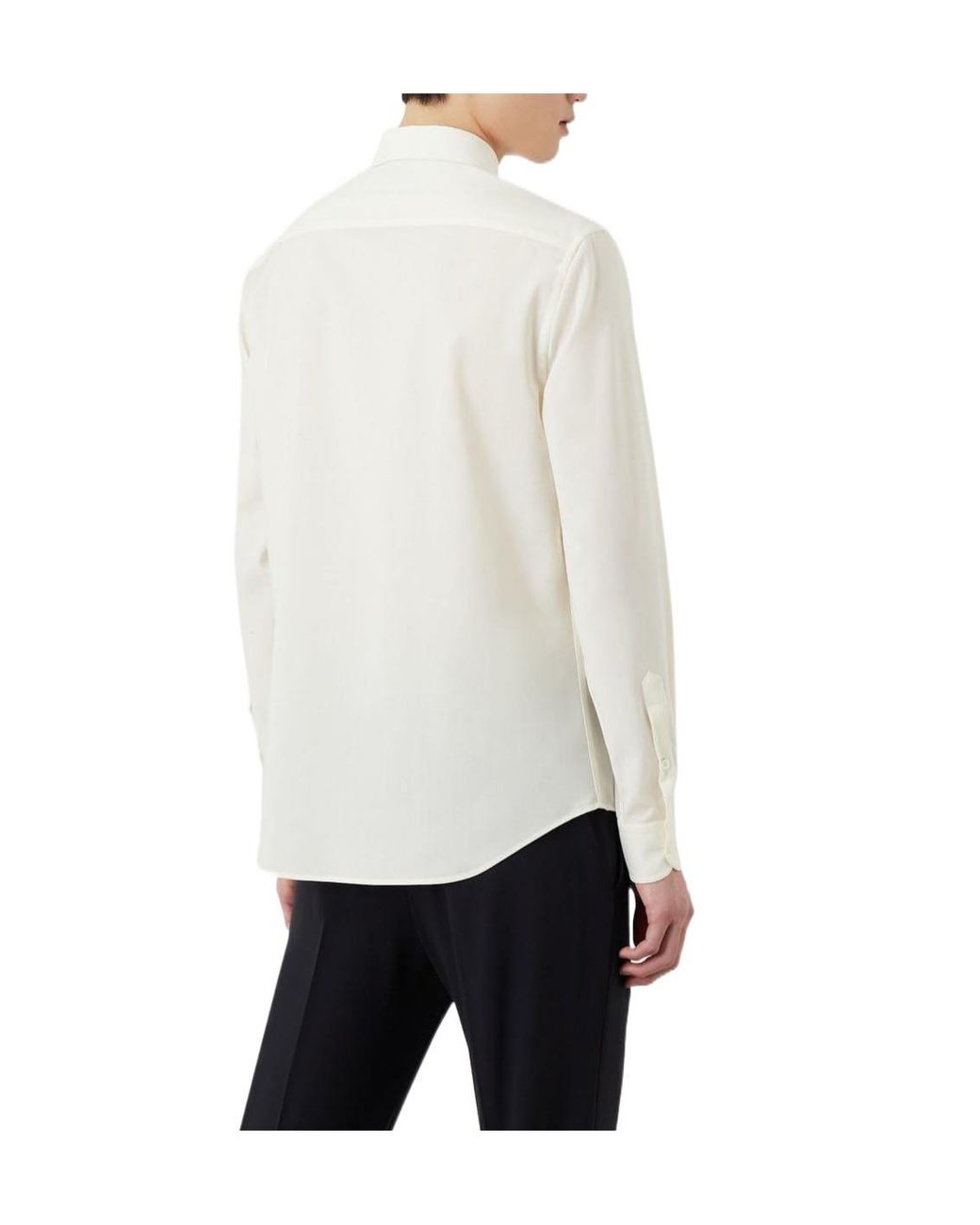 Emporio Armani White Pointcollar Longsleeve Shirt for men