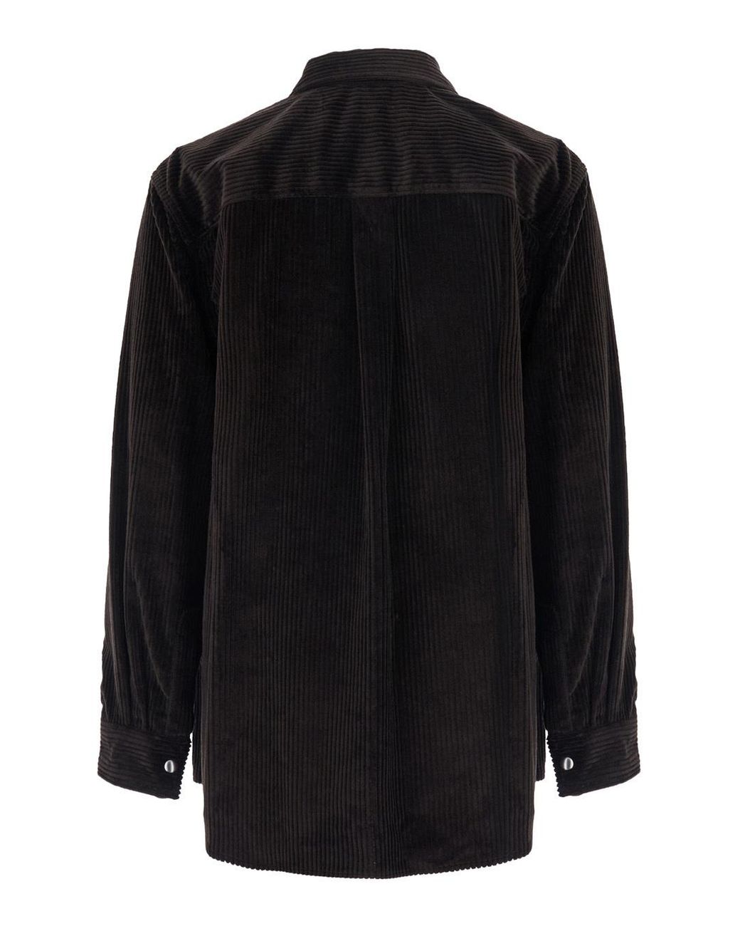 Bottega Veneta Black Shirt With Classic Collar And Two Patch Pockets On The Front for men