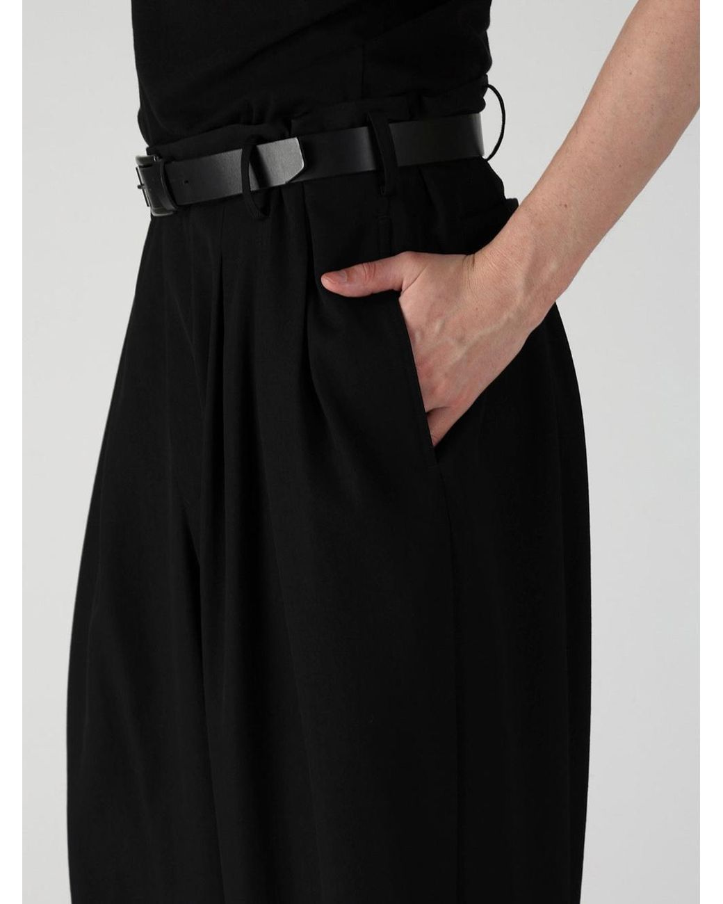 Yohji Yamamoto Black Pleated Wide-Leg Trousers for men