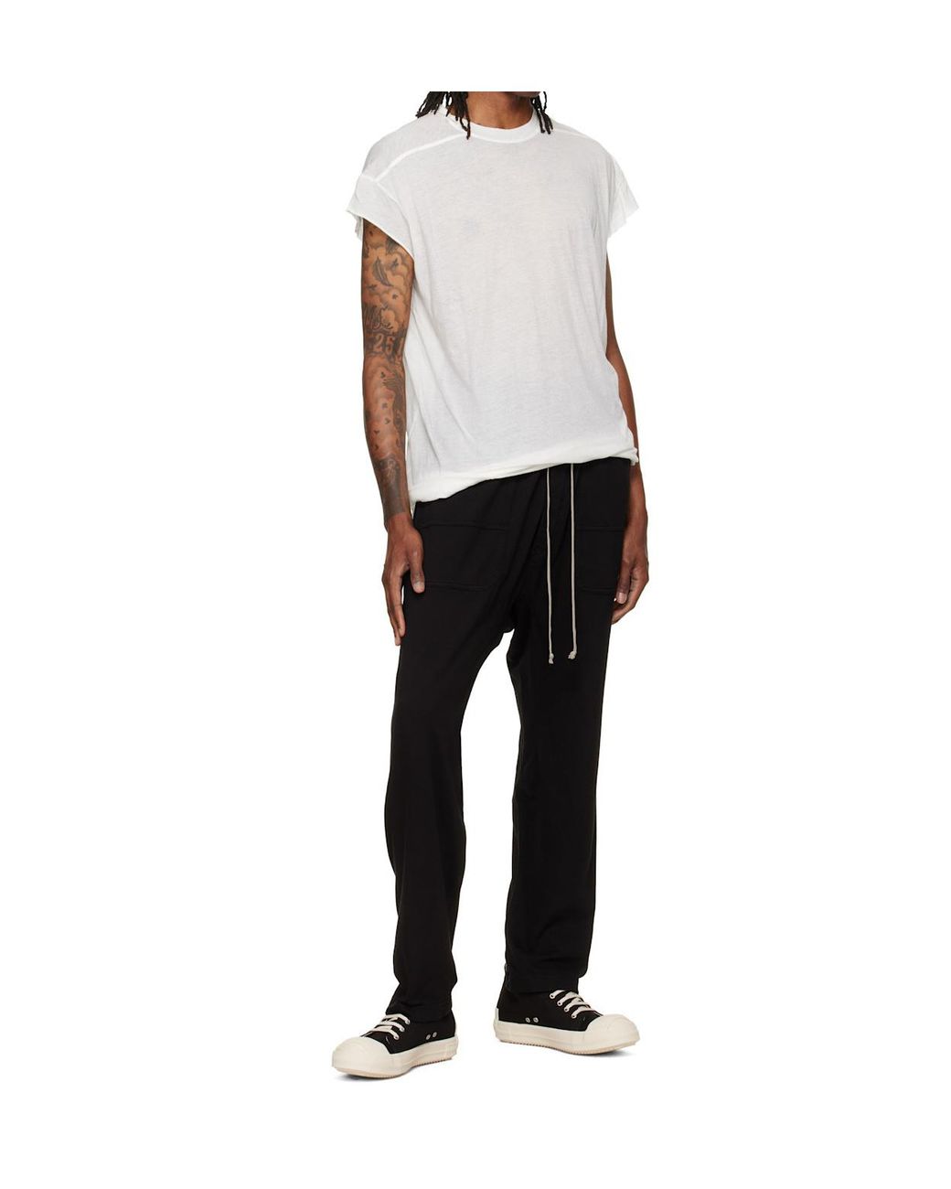 Rick Owens Black Drawstring Trousers for men