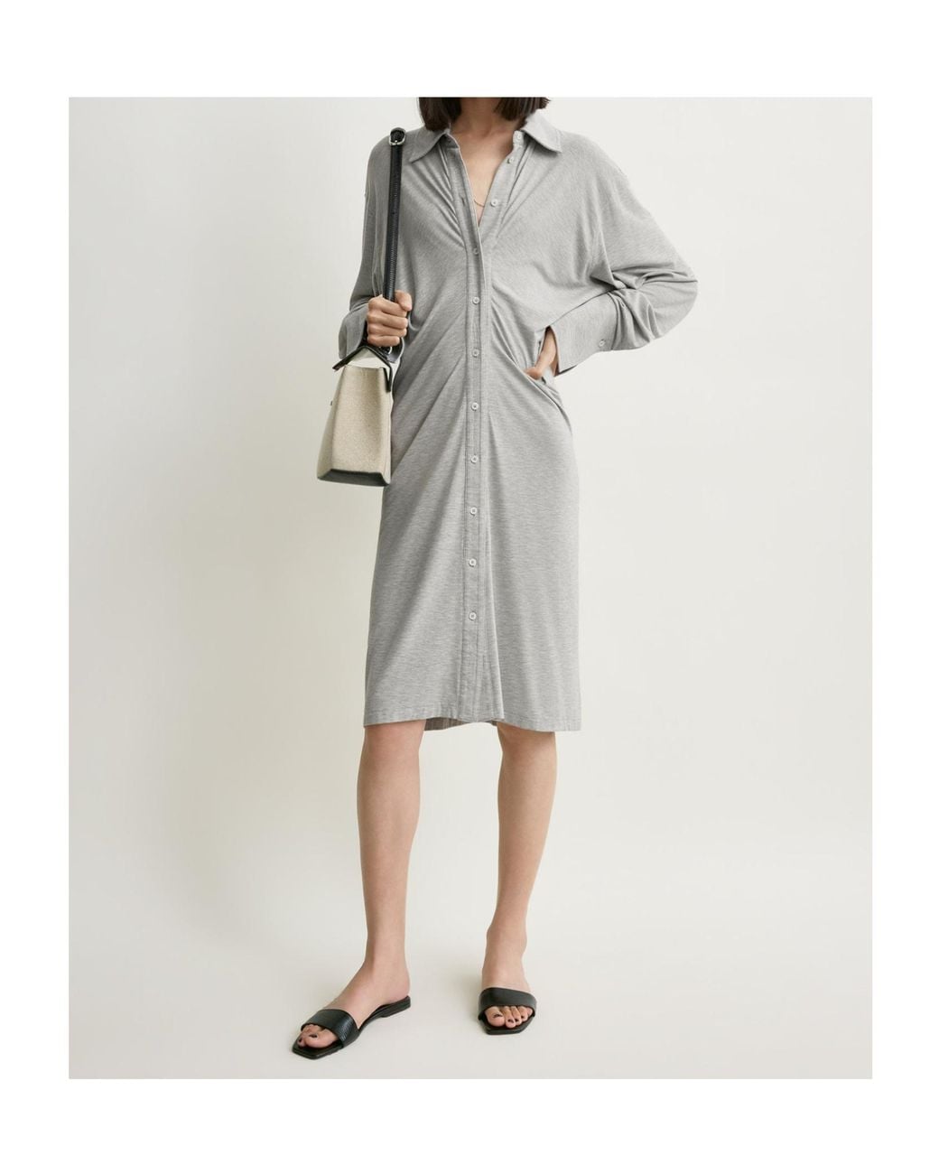 Totême Gray Ruched Mini Dress