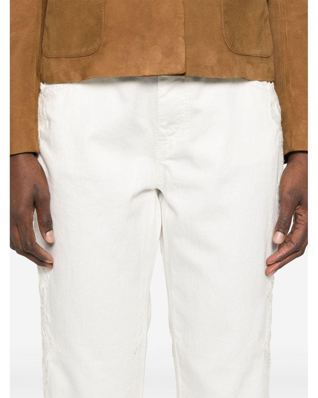 Ermanno Scervino White Lace-Detail Jeans