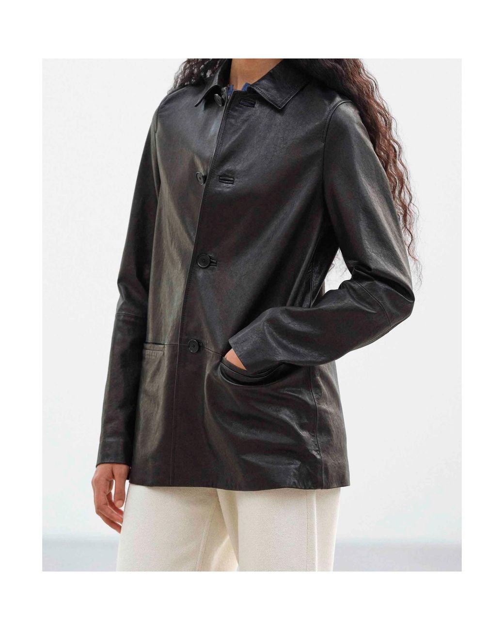 Auralee Black Textured Leather Blouson