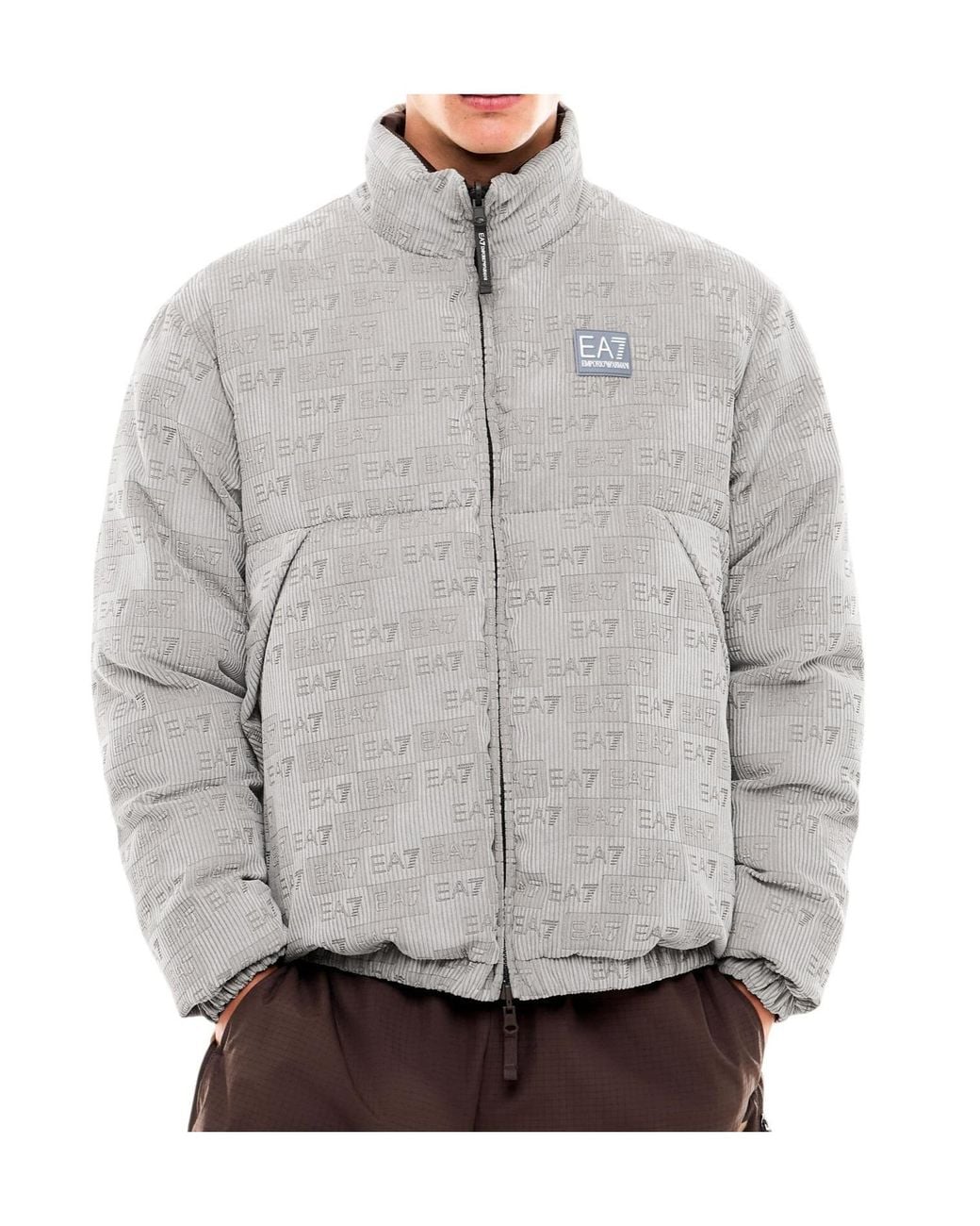 EA7 Gray Reversible Zip-Up Jacket for men
