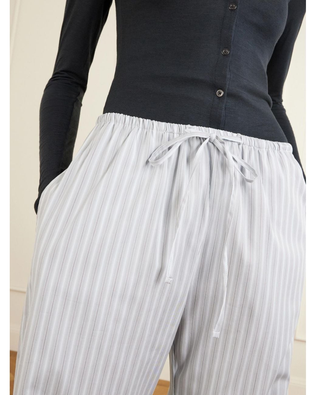 Leset White Cotton-Blend Wide-Leg Pants