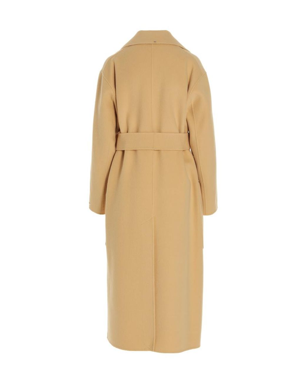 Sportmax Natural Logo Lapel Wool Coat