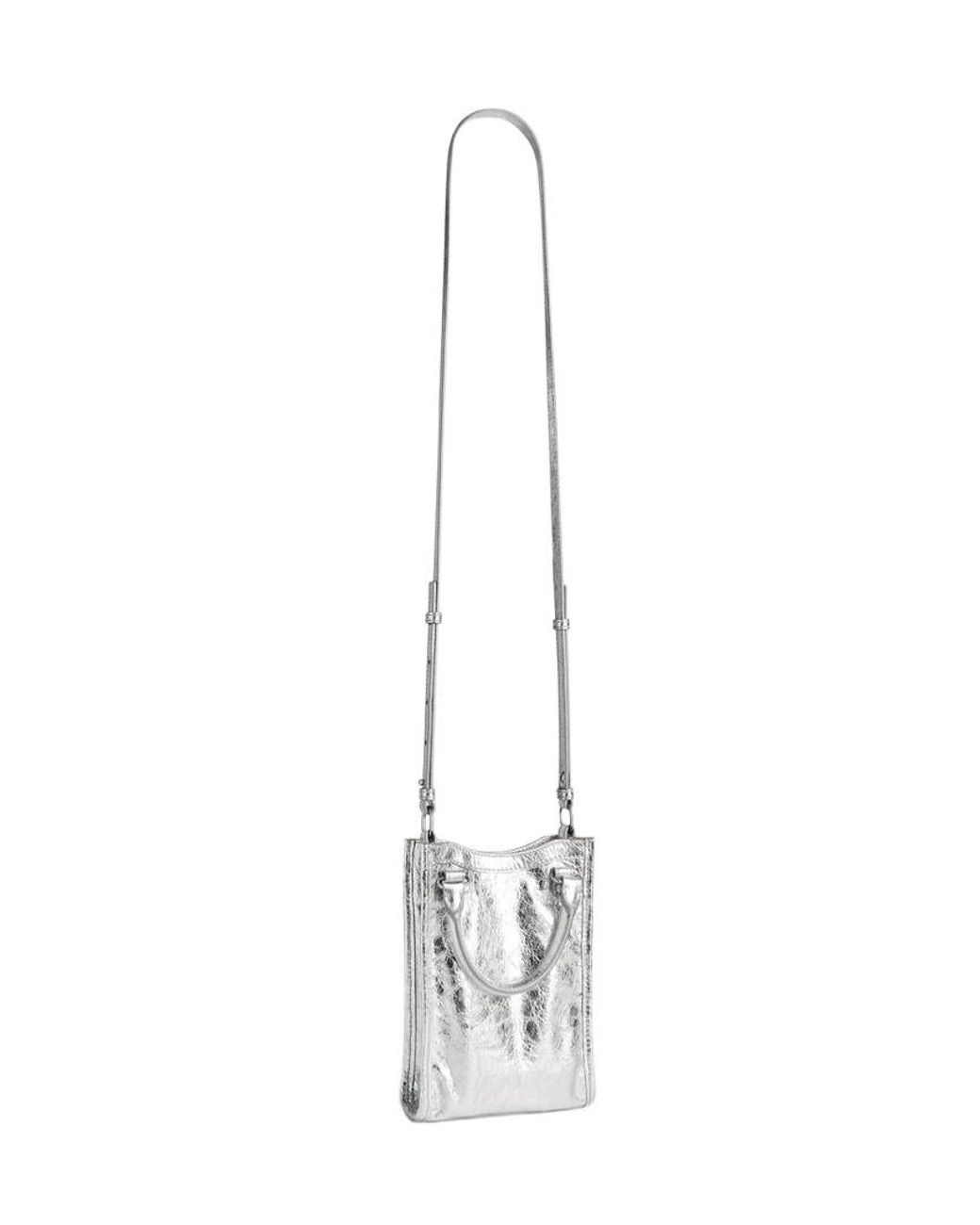 Balenciaga White Metallic Crossbody Bag