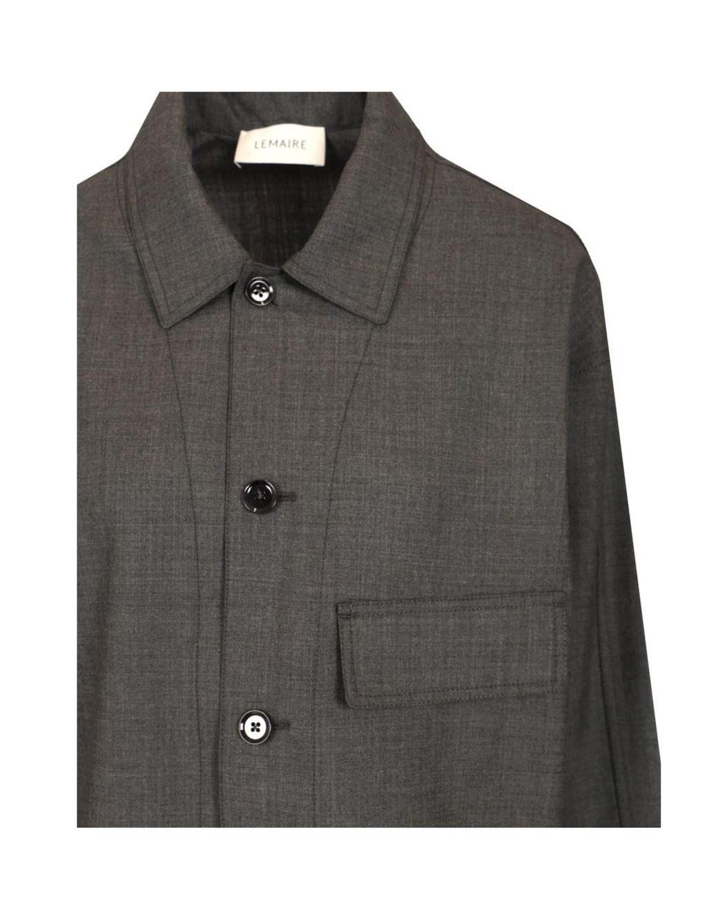 Lemaire Gray Long-Sleeved Button-Up Tailored Overshirt for men