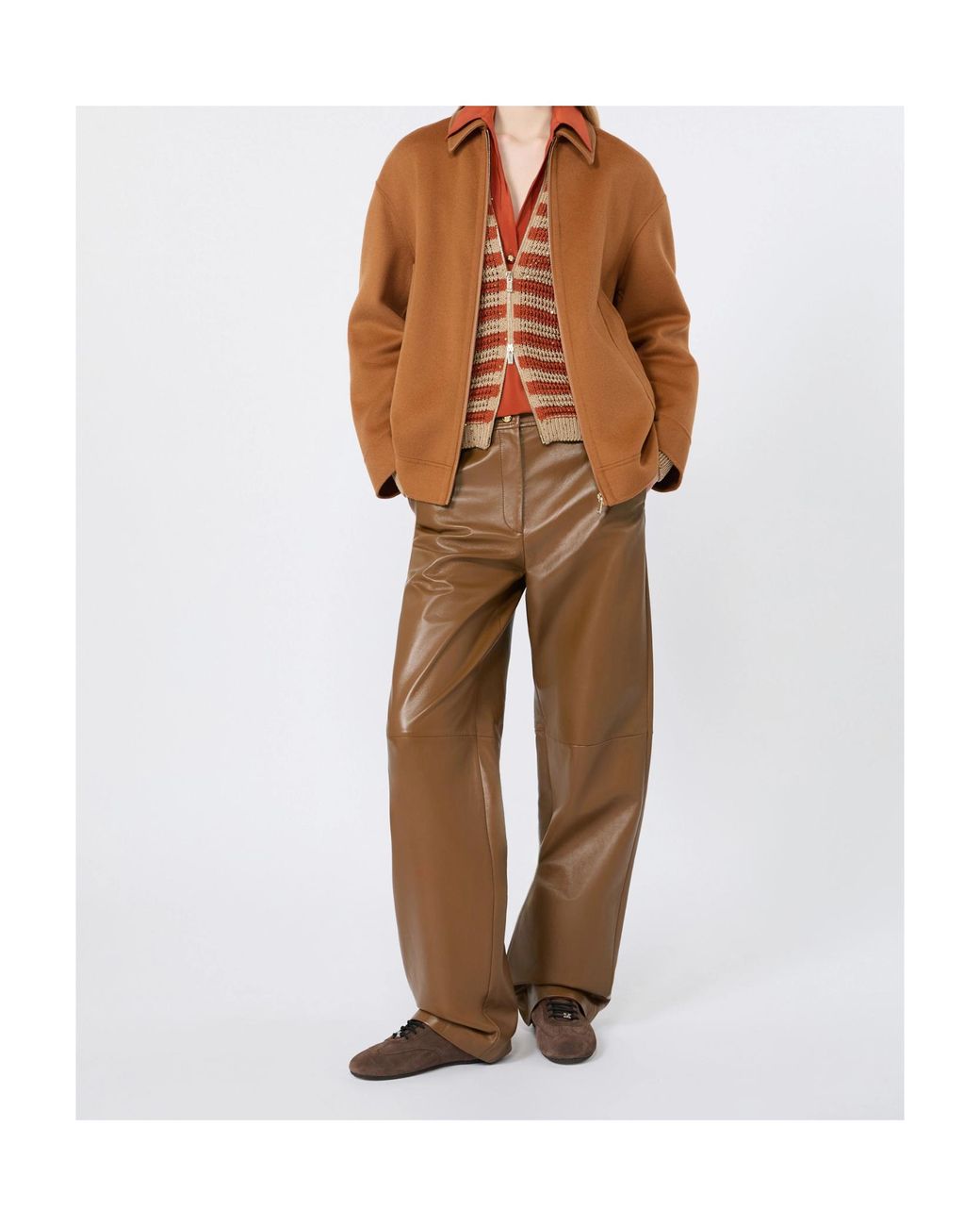 Max Mara Brown Studio Zip-Up Collar Jackets