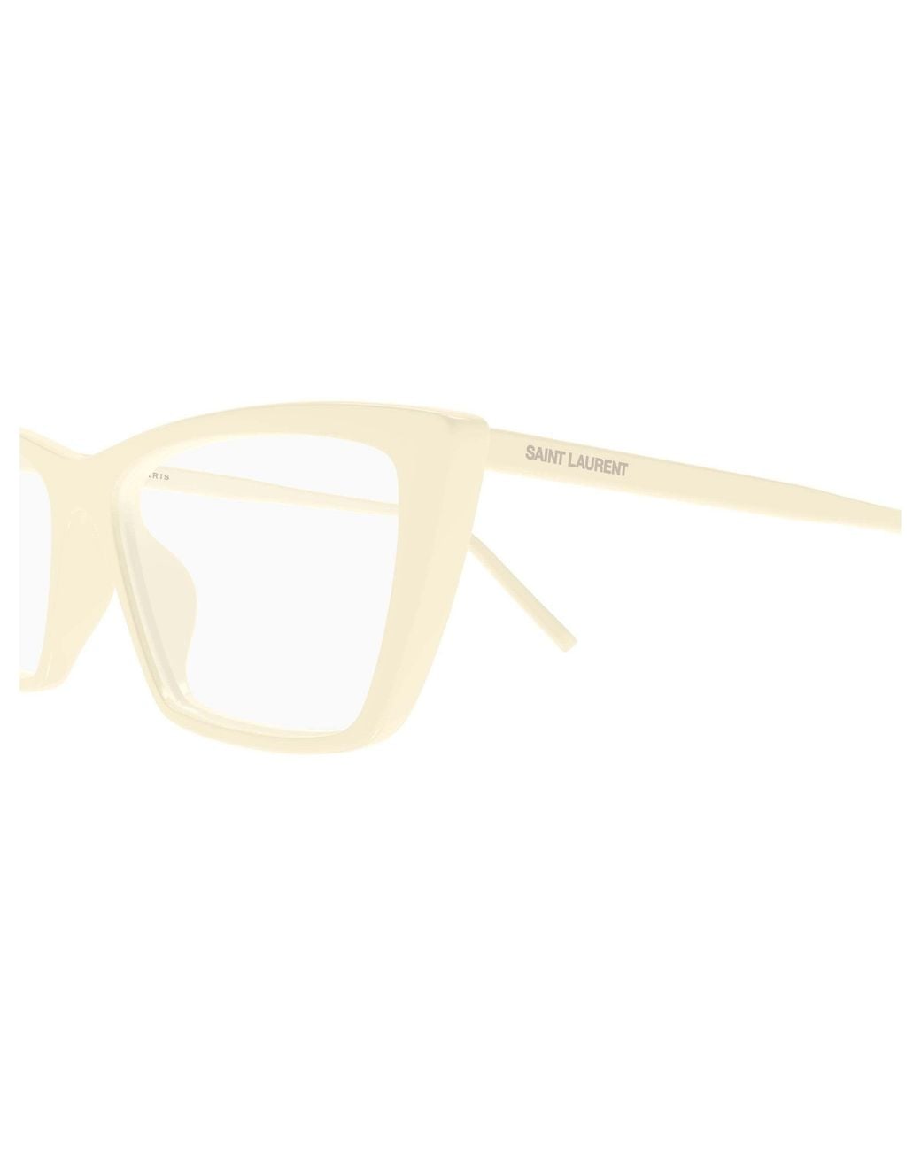 Saint Laurent White Mica Cat-Eye Glasses