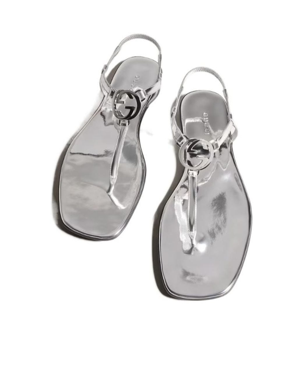 Gucci White Interlocking G Thong Sandals