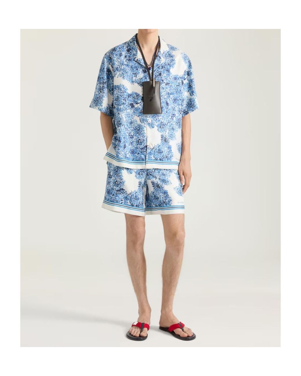 Givenchy Blue Pompom Printed Short-Sleeved Shirt for men