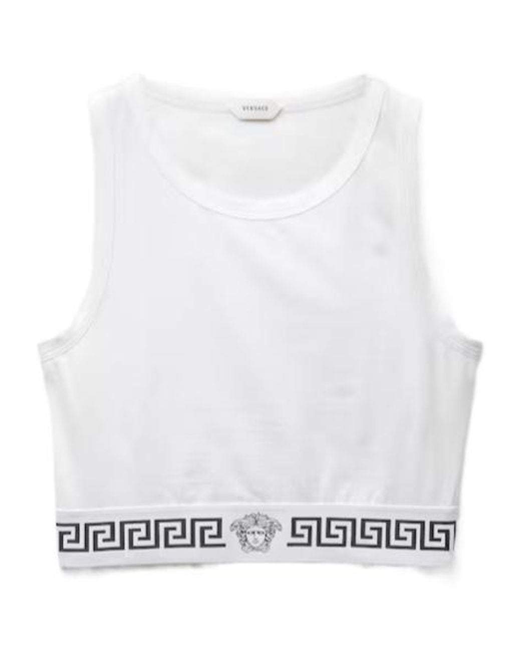 Versace White Greca-Motif Cropped Top