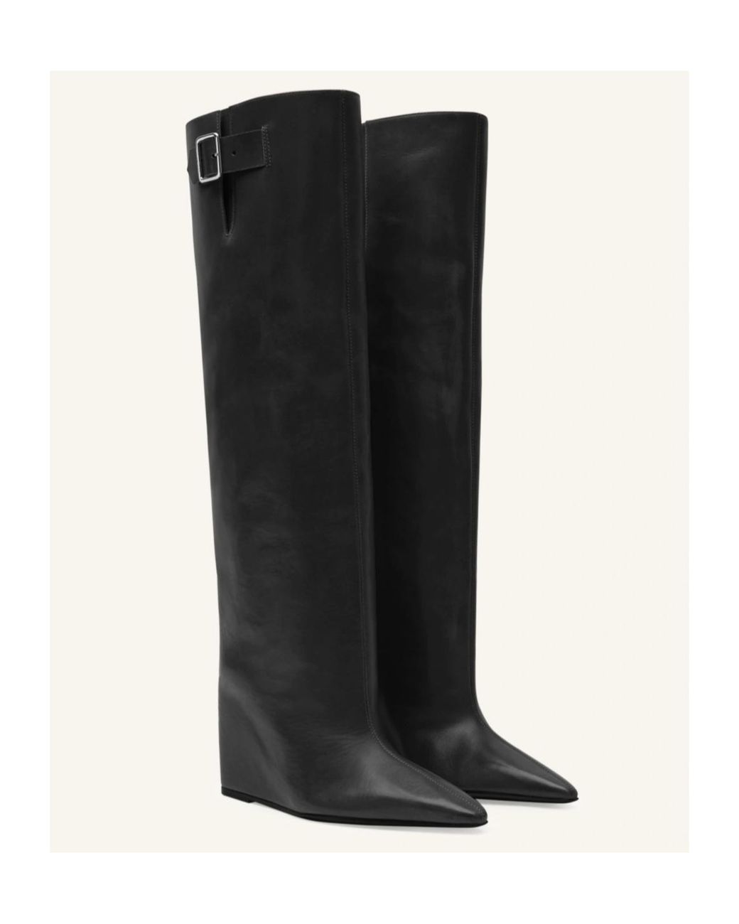 Courreges Black Courrèges Astro Pointed-Toe Buckle-Detailed Boots