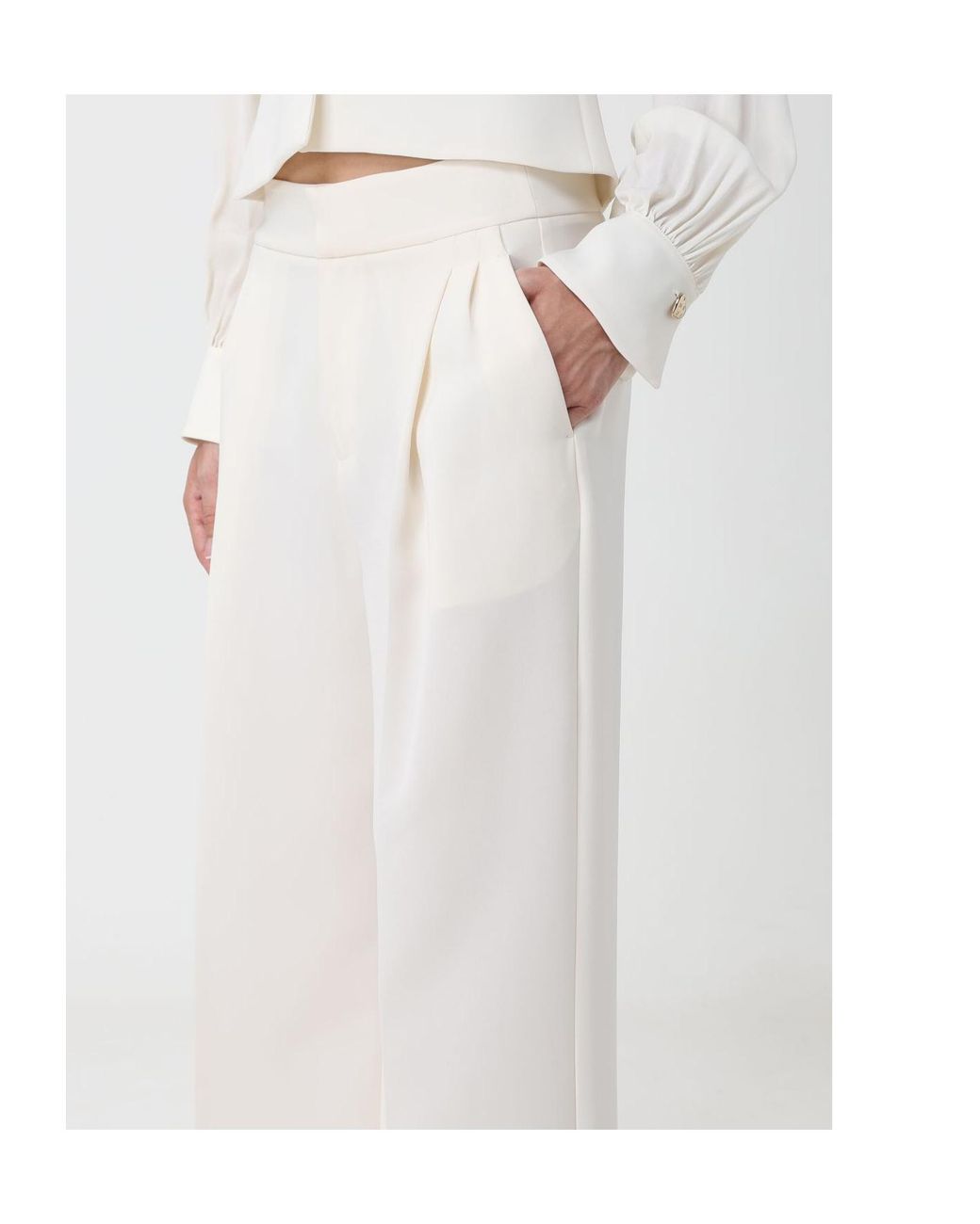 Twinset White Wide-Leg Tailored Trousers