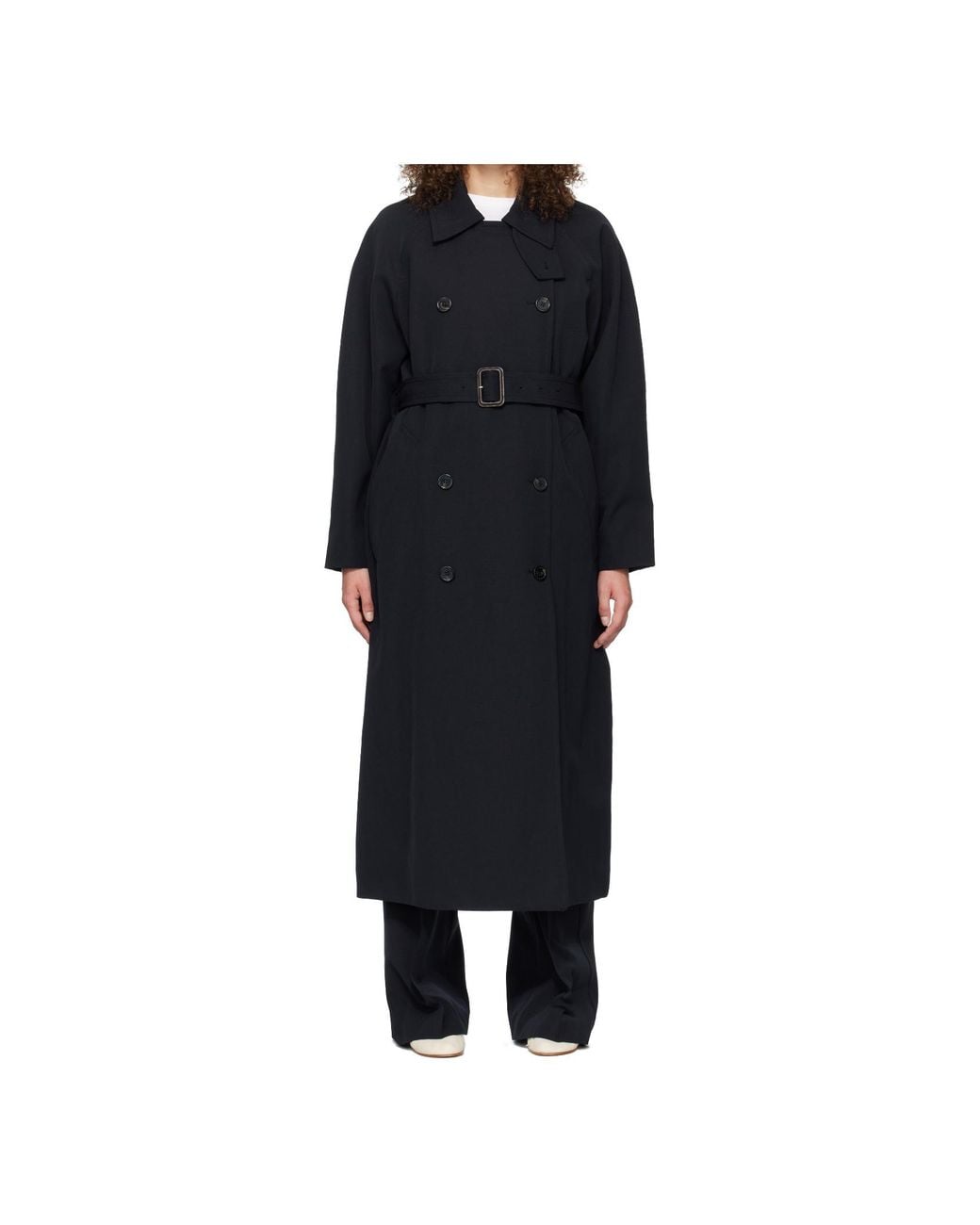A.P.C. Black Belted Double-Breasted Trench Coat