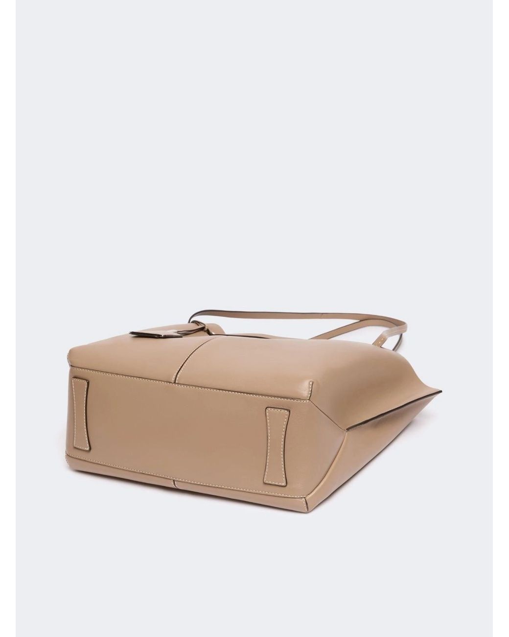 Max Mara White Double Nappa Leather Shopper Bag Mud