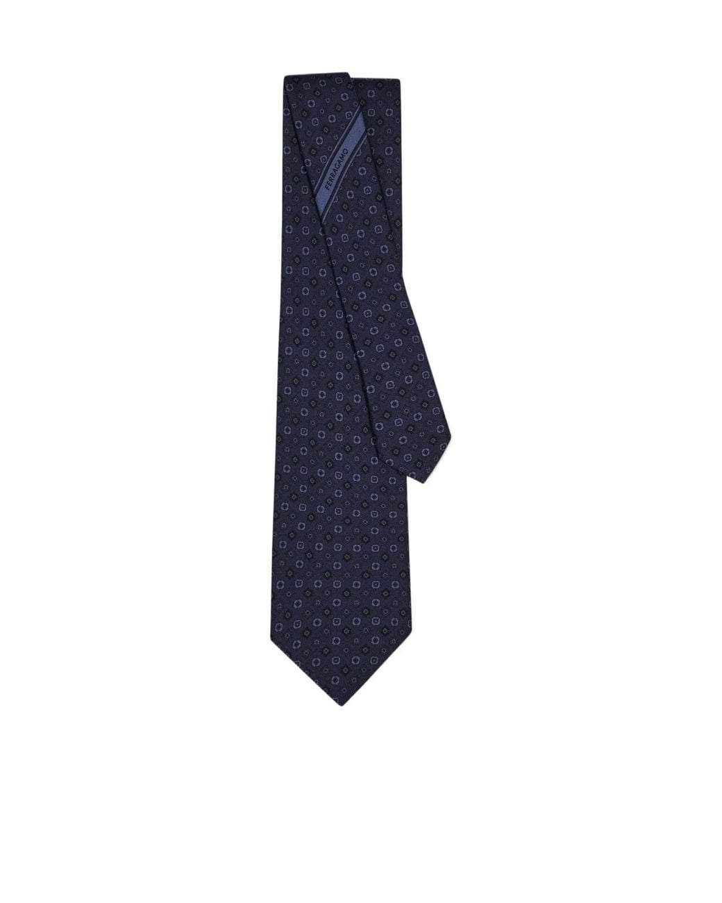 Ferragamo Blue Silk Tie With Micro-Print for men