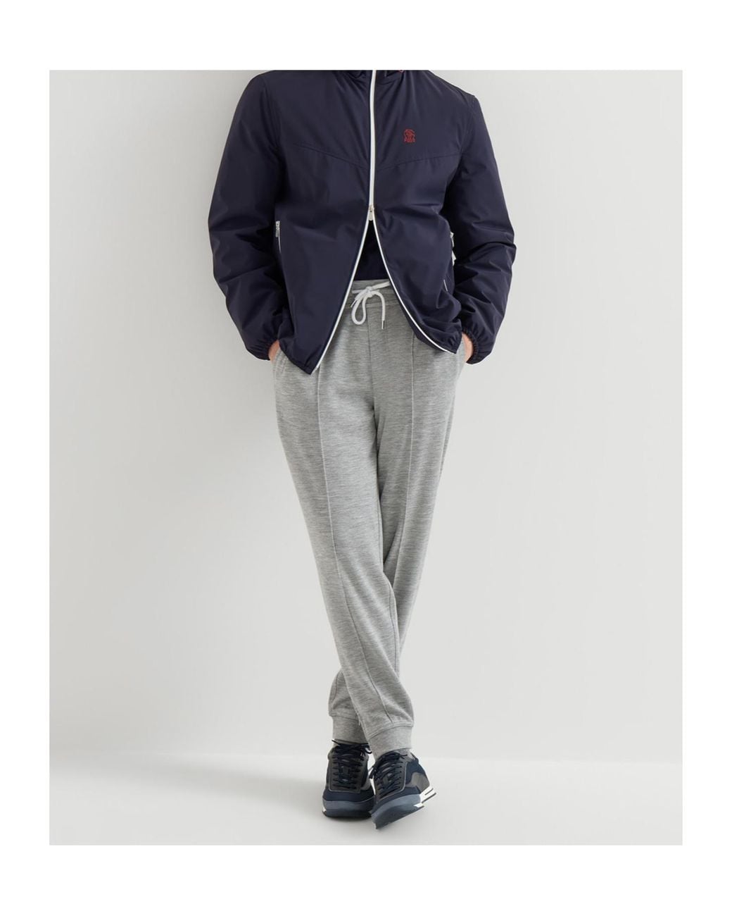 Brunello Cucinelli Blue Techno Fabric And Nubuck Sneakers for men
