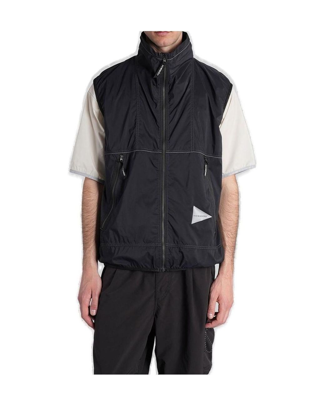 And Wander Black Pertex Windproof Vest for men