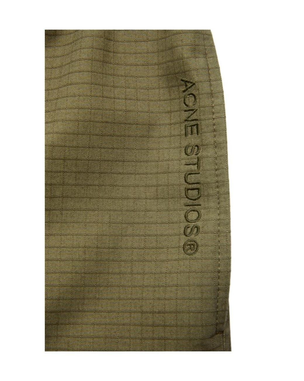Acne Green Logo Embroidered Straight Leg Trousers for men