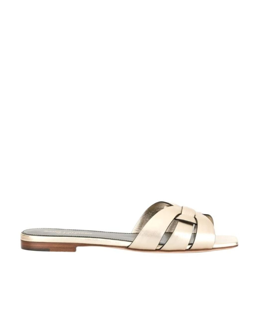 Saint Laurent White Tribute Slip-On Sandals