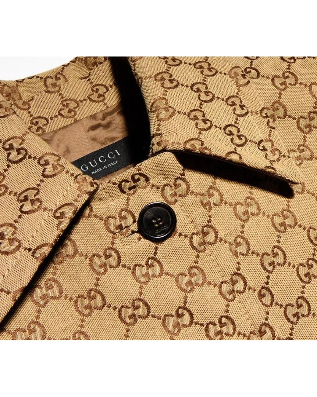 Gucci Brown Gg Cotton Canvas Coat