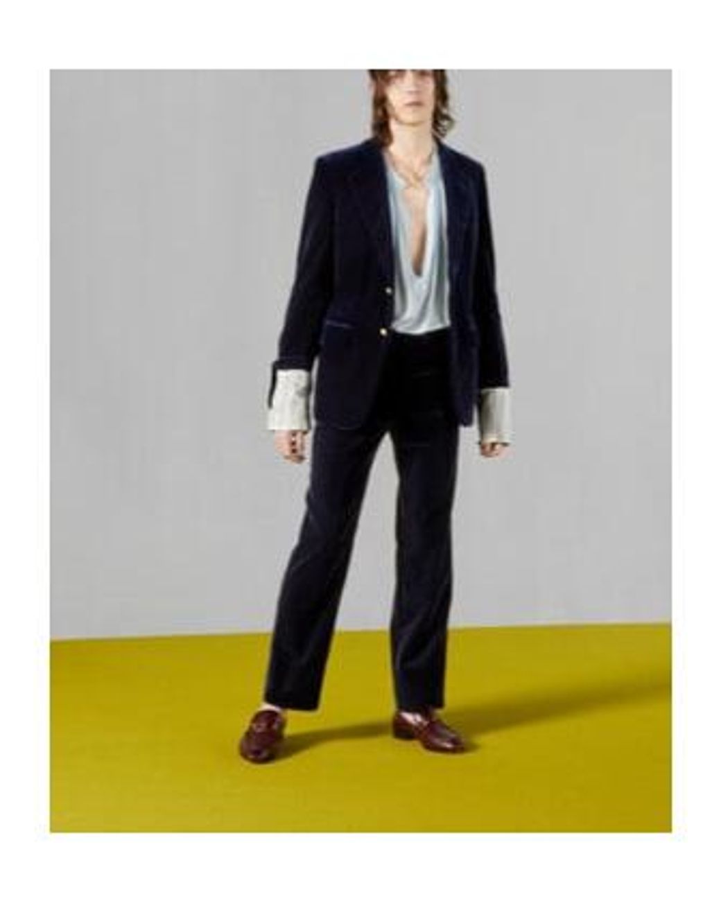 Gucci Blue Stretch Velvet Formal Trousers for men