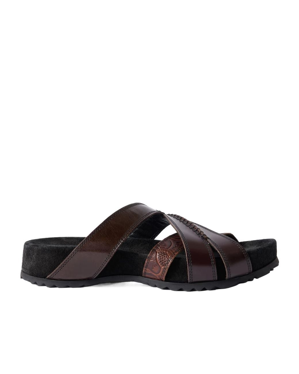 Dries Van Noten Brown Embossed Leather Sandals