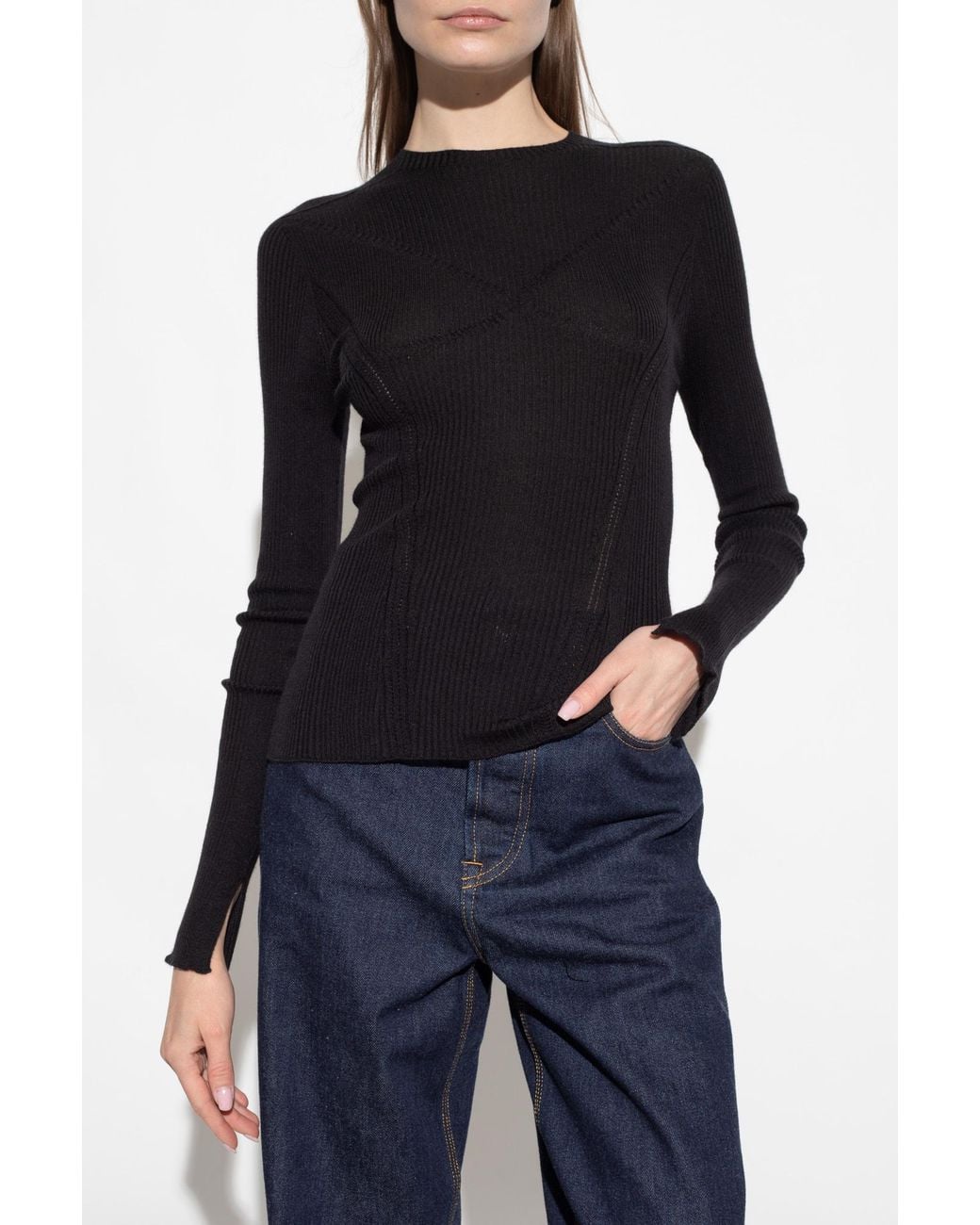 Lanvin Black Ribbed Crewneck Jumper