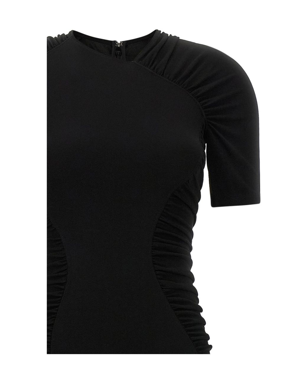 Victoria Beckham Black Curling Ruched Maxi Dress