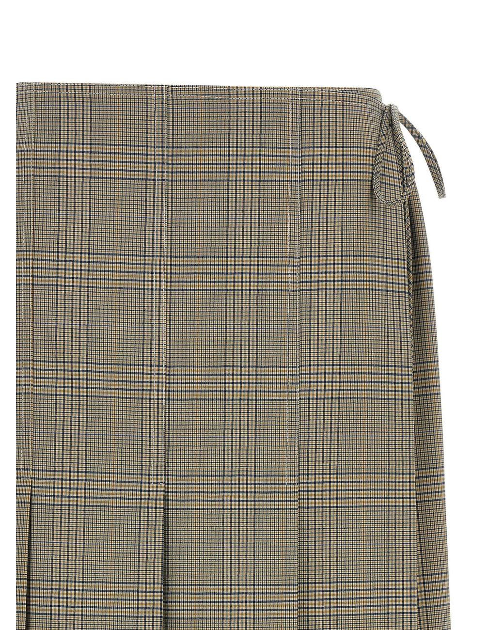Marni Gray Checked Pleated Midi Skirt