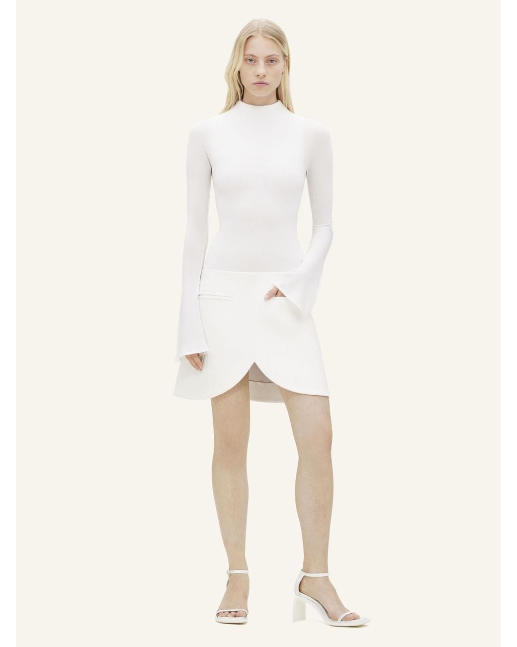 Courreges Natural High-Neck Jersey Jumpsuit