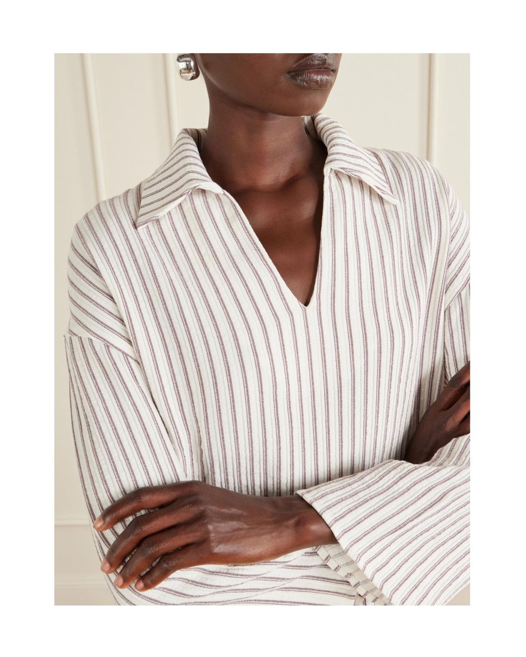 TOVE White Striped Seersucker Shirt