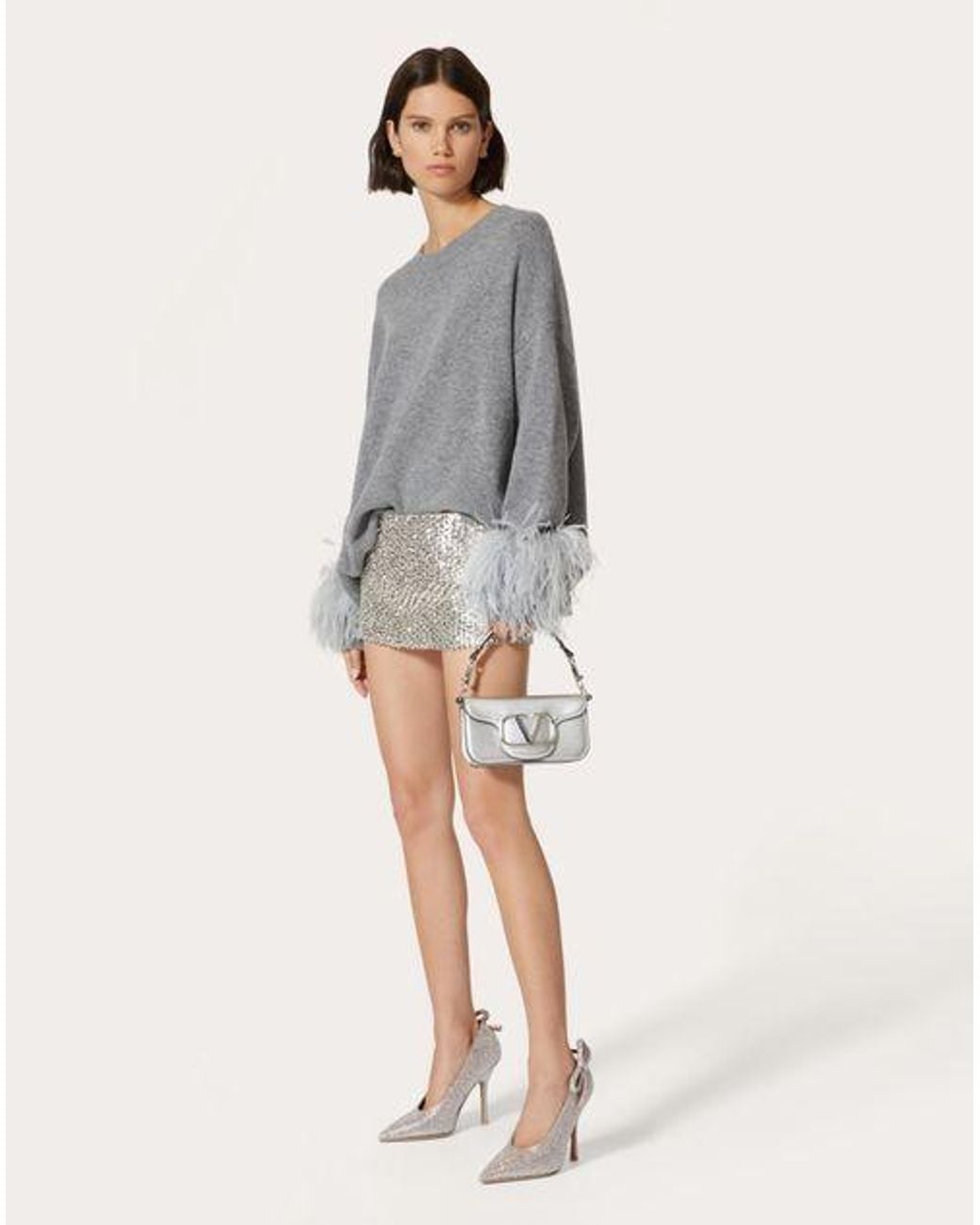 Valentino Natural Embroidered Organza Mini-Skirt