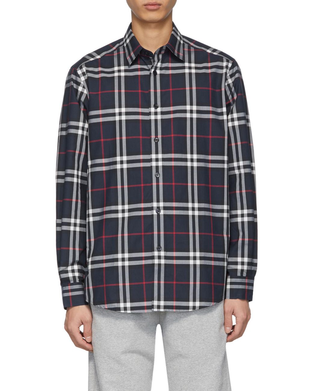Burberry Blue Vintage Check Cotton Poplin Shirt for men