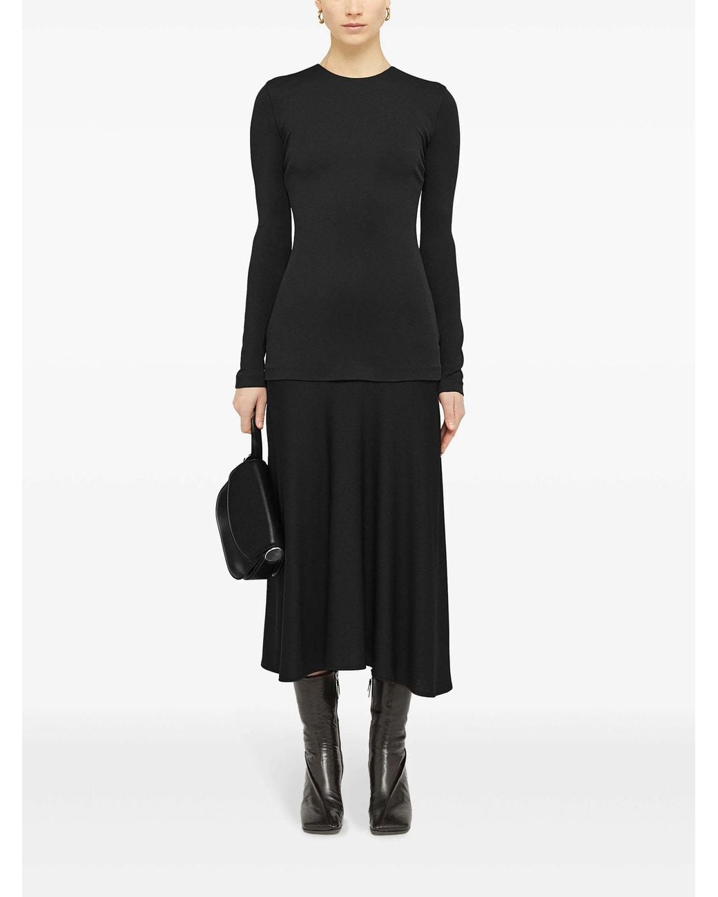 Jil Sander Black Crew-Neck Crepe Dress