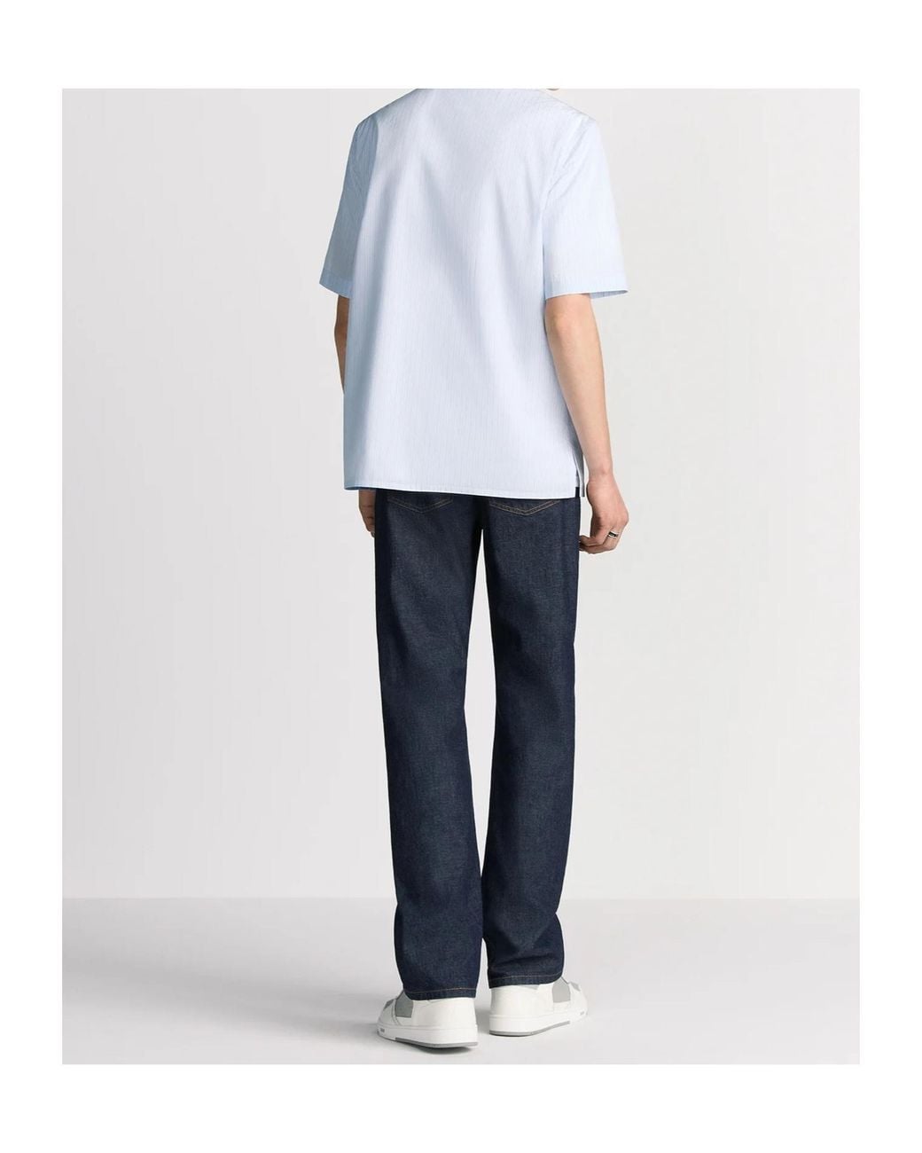 Dior Blue Short-Sleeved Shirt With Ling Embroidery for men