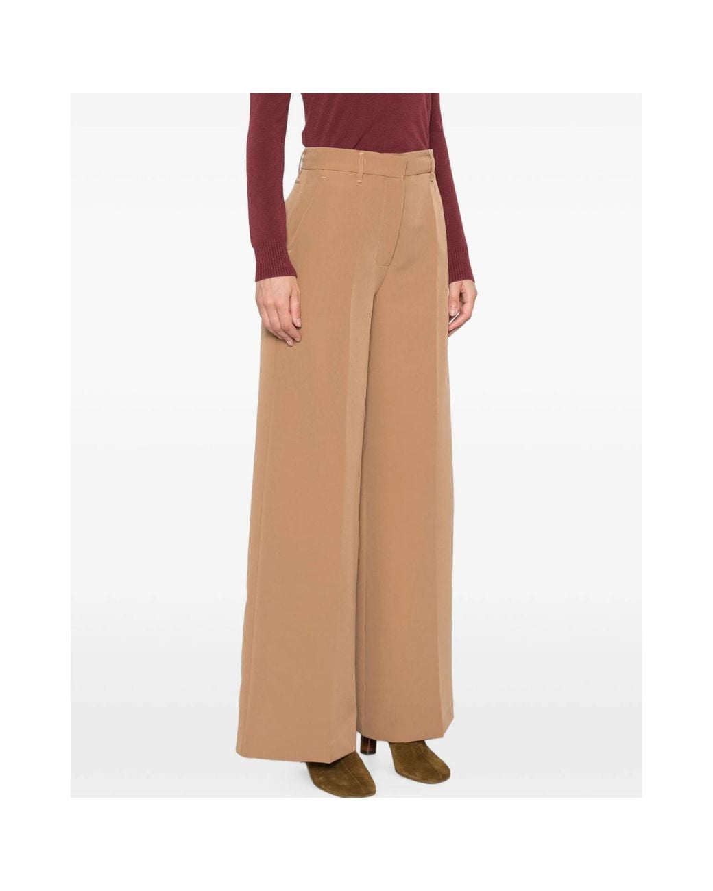 ERMANNO FIRENZE Natural Pressed-Crease Wide-Leg Trousers
