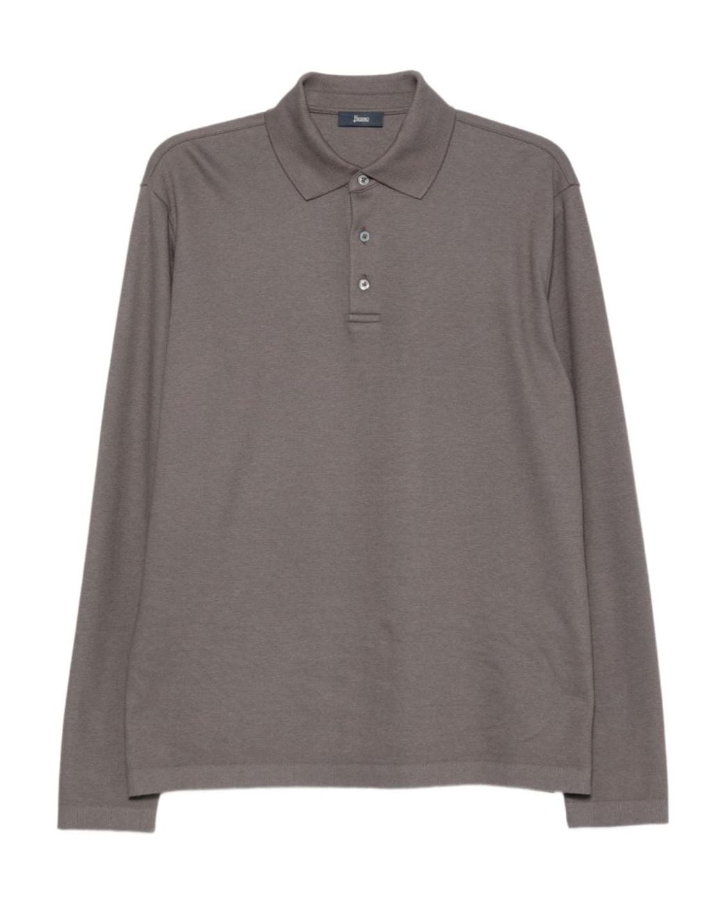 Herno Gray Knit Polo Shirt for men