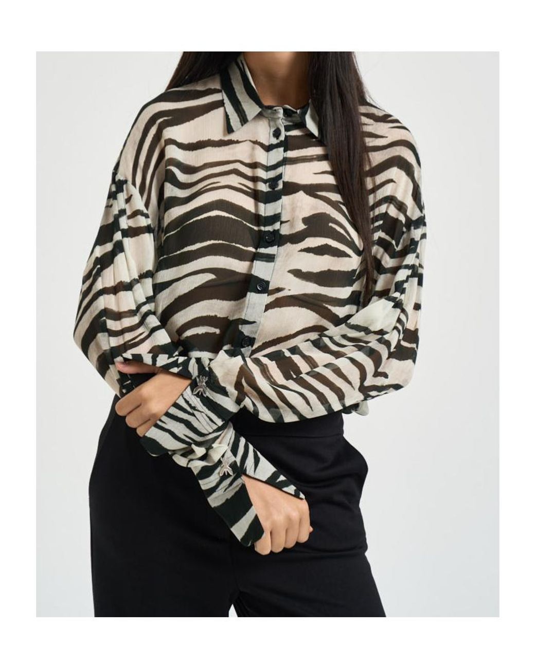 Patrizia Pepe Gray Sheer Zebra Shirt