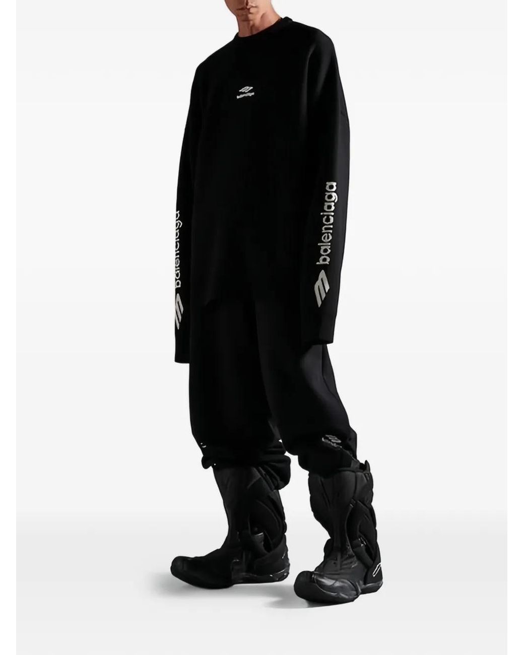 Balenciaga Black 3B Sports Icon Ski Crewneck for men