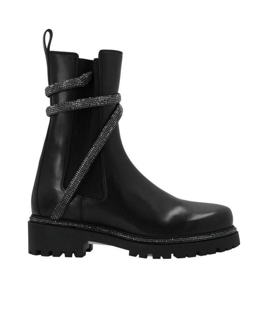 Rene Caovilla Black René Caovilla Embellished Round-Toe Ankle Boots