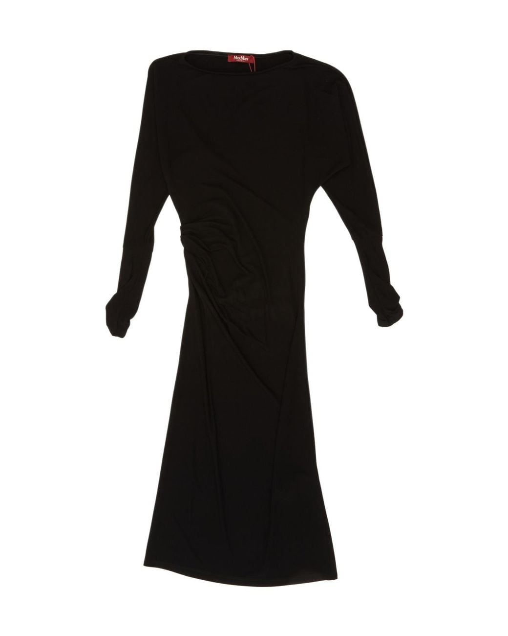 Max Mara Black Studio Salvo Ruched Detailed Midi Dress