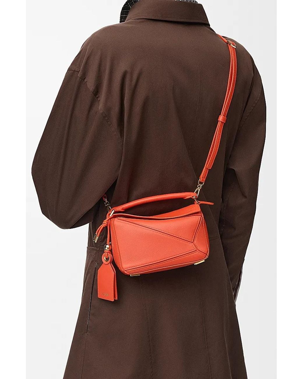 Loewe Red Featherlight Mini Puzzle Bag