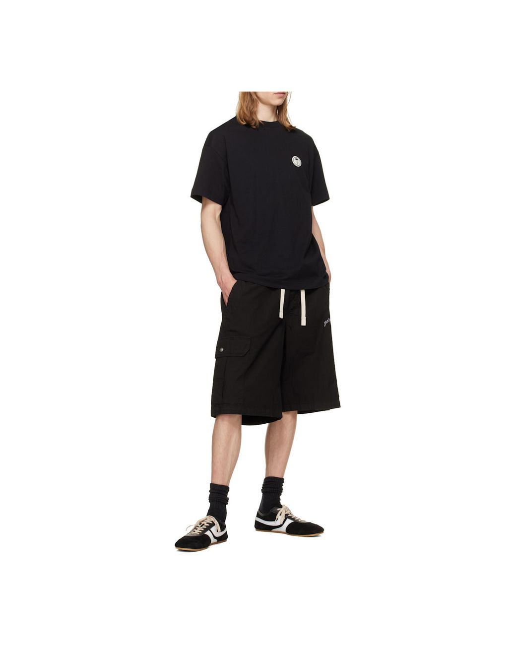 Palm Angels Black Logo-Patch T-Shirt for men