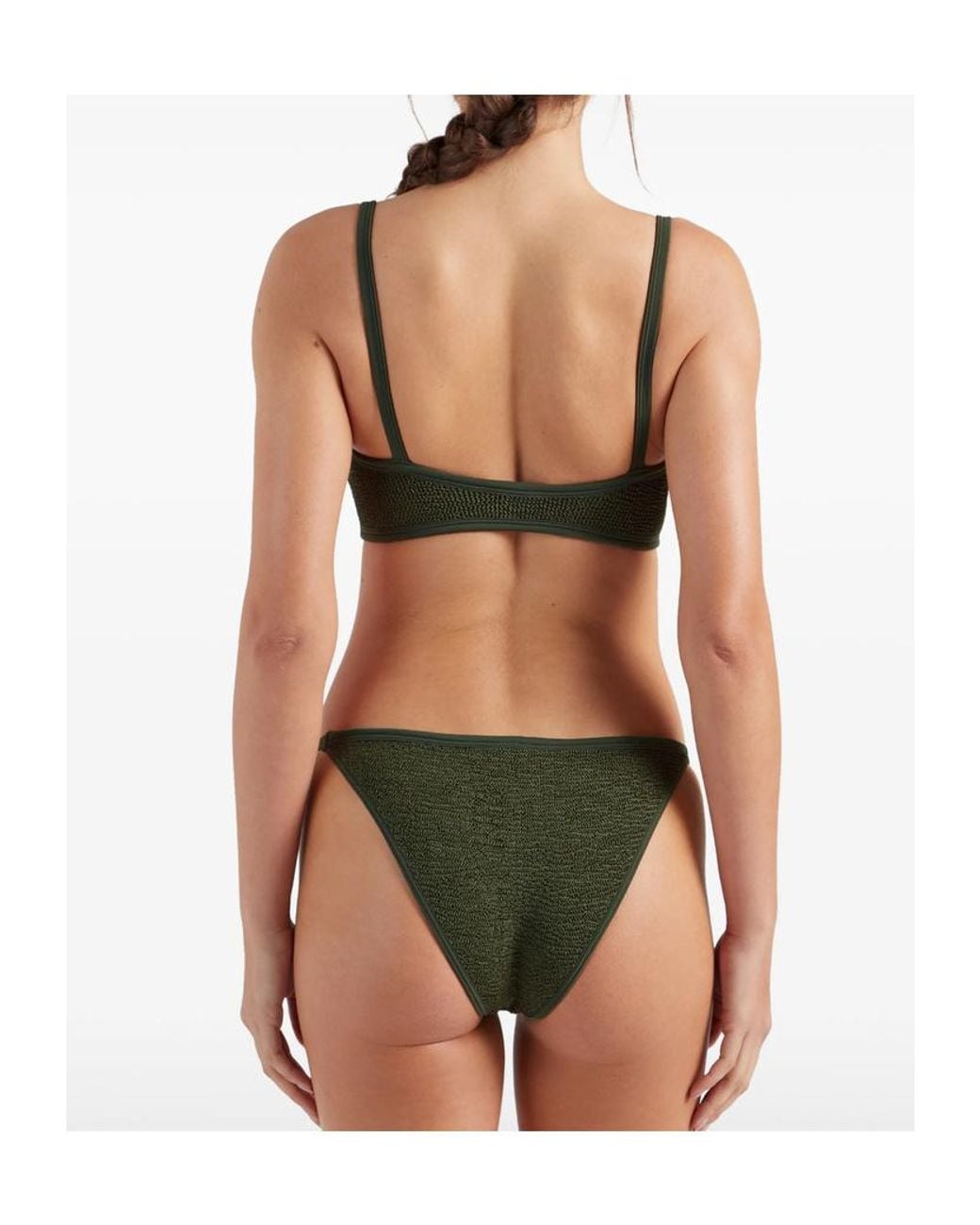 Hunza G Green Iris Two-Piece Crinkle Bikini Set