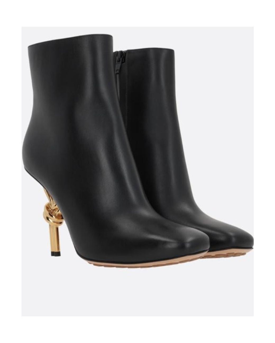 Bottega Veneta Black Square Toe Ankle Boots